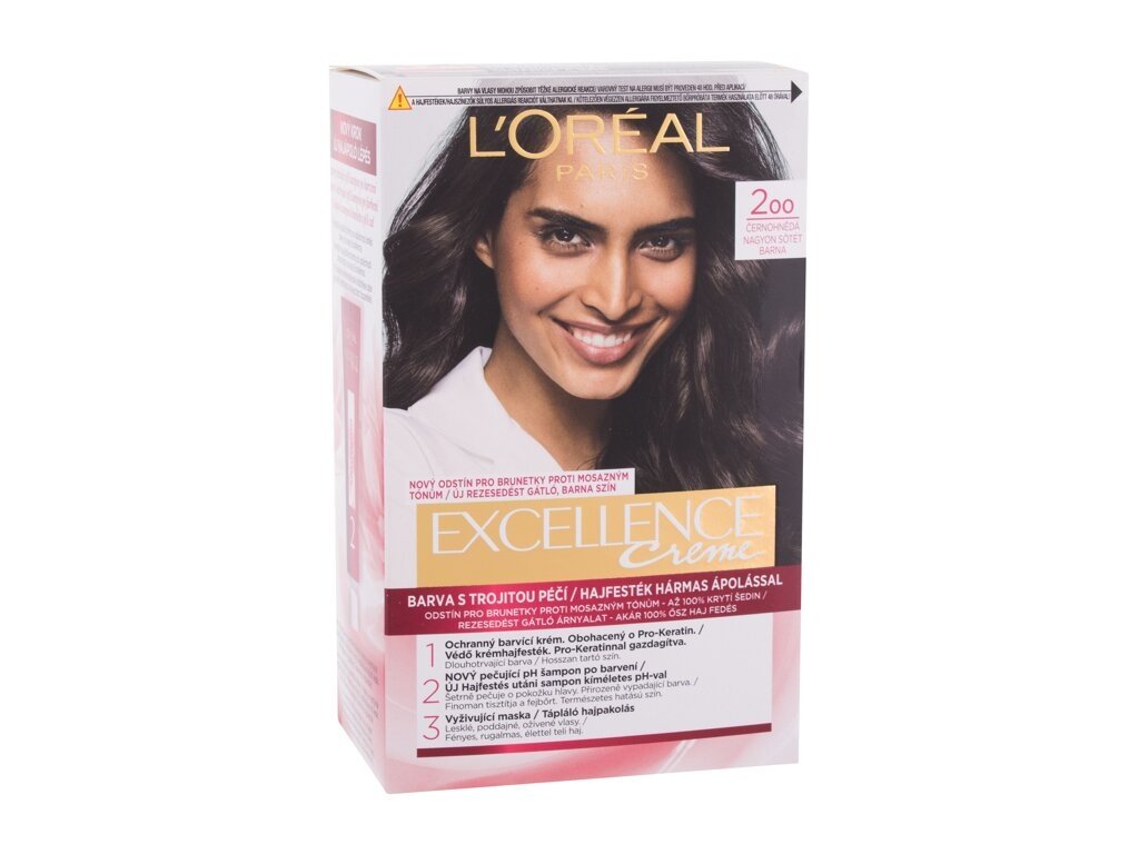 L'Oréal Paris - Excellence Creme Triple Protection 200 Black-Brown - For Women, 48 ml