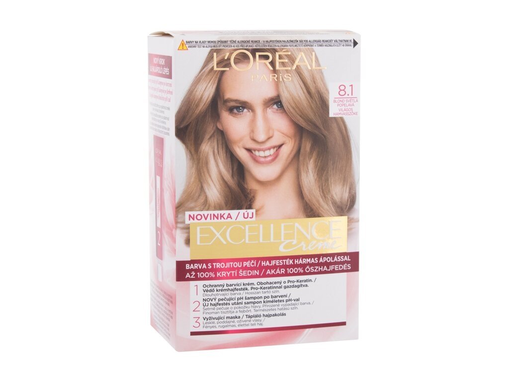 L'Oréal Paris - Excellence Creme Triple Protection 8,1 Natural Ash Blonde - For Women, 48 ml